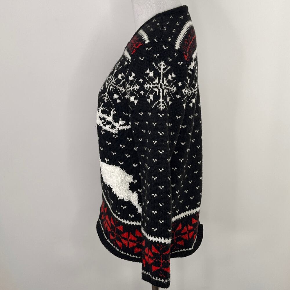 J.Jill Holiday Christmas Deer Valley Reindeer Zip Up Sweater Size XS - Picture 4 of 9